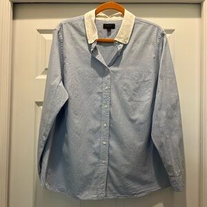 Coach Retail Blue Cotton Button Down Shirt White Collar | Size 16